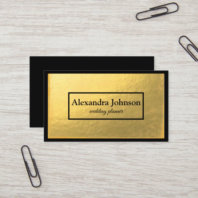 Modern Chic Black and Gold Foil Luxury Business Ca Business Card (Front/Back In Situ)