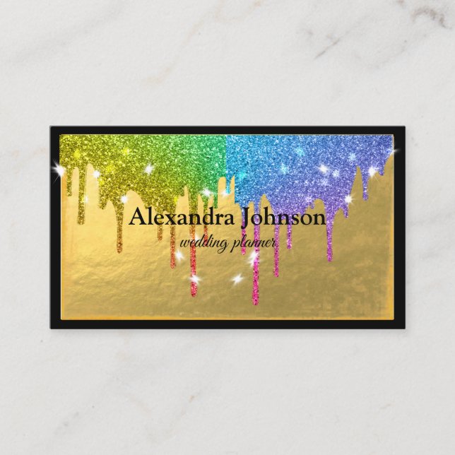 Modern Chic Black and Gold Foil Luxury Business Card (Front)