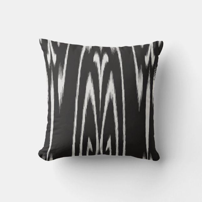 Modern chic black and white abstract ikat pillow (Front)