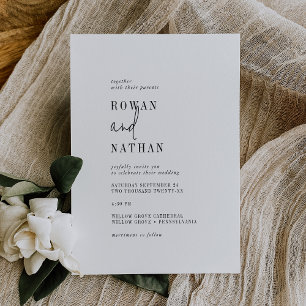 Modern Chic Black and White Casual Wedding Invitation