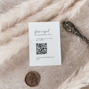 Modern Chic Black and White QR Code RSVP Enclosure Card