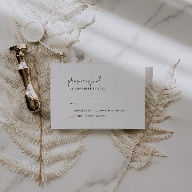 Modern Chic Black and White Simple Wedding RSVP Card (Creator Uploaded)