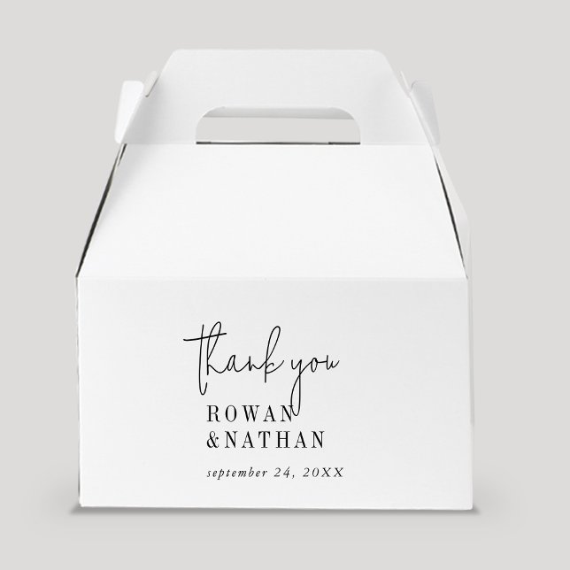Modern Chic Black and White Thank You Wedding Favour Box (Creator Uploaded)