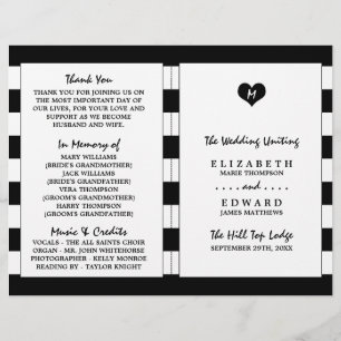 Modern Chic Black and White Wedding Program