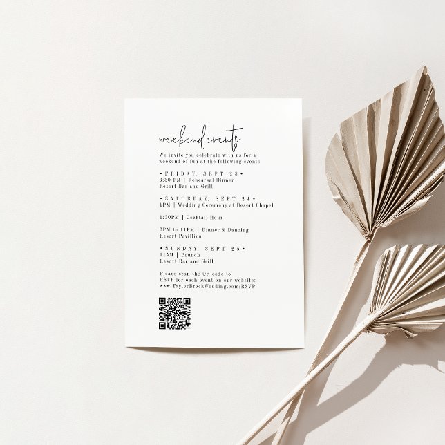 Modern Chic Black and White Wedding Weekend Events Enclosure Card (Creator Uploaded)
