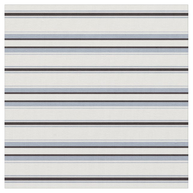 Modern chic black, blue and white stripes fabric (Close Up)