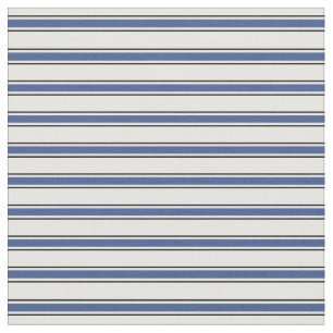 Modern chic black, blue and white stripes fabric