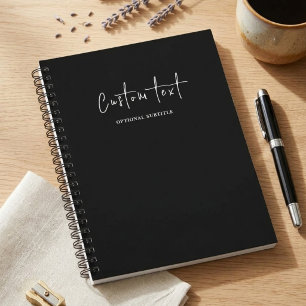 Modern Chic Black Custom Name Script Spiral Notebook