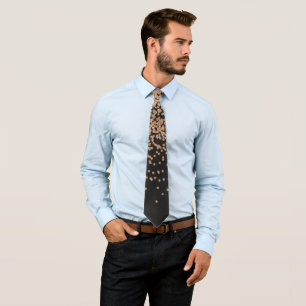 Modern Chic Black Gold Polka Dot Black Confetti Tie