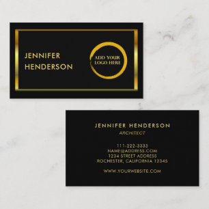 Modern chic black gold professional add logo business card