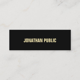 Modern Chic Black Gold Text Elegant Simple Plain Mini Business Card