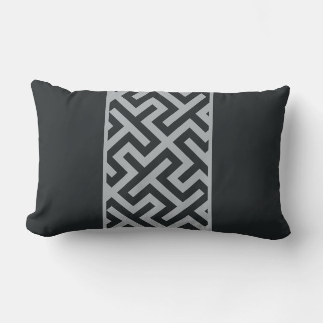 Modern chic black grey geometric pillow (Front)