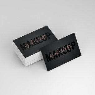 Modern Chic Black Hair Salon Makeup Artist Business Card