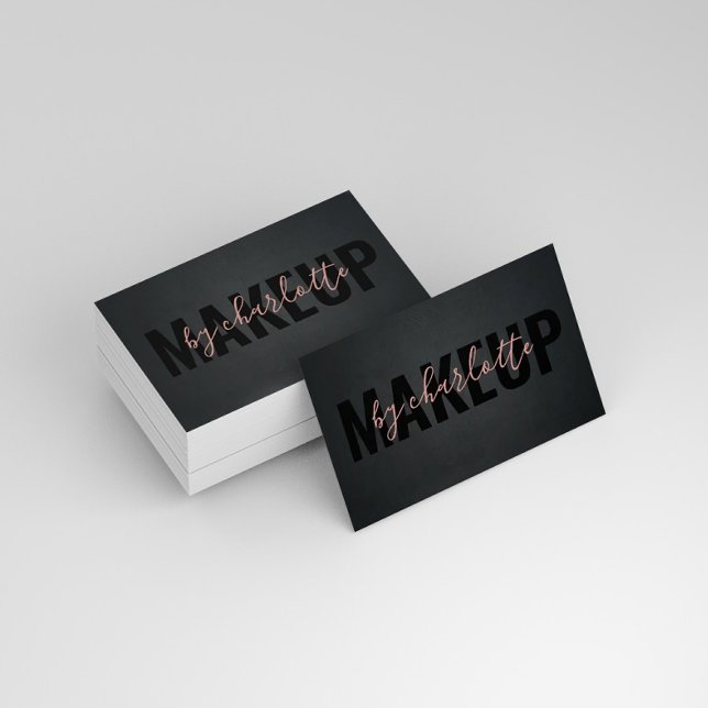 Modern Chic Black Hair Salon Makeup Artist Business Card (Creator Uploaded)