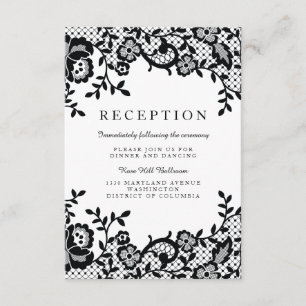 Modern Chic Black Lace Formal Wedding Reception Enclosure Card