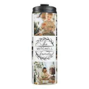 Modern Chic Black Monogrammed & Photo Collage Thermal Tumbler