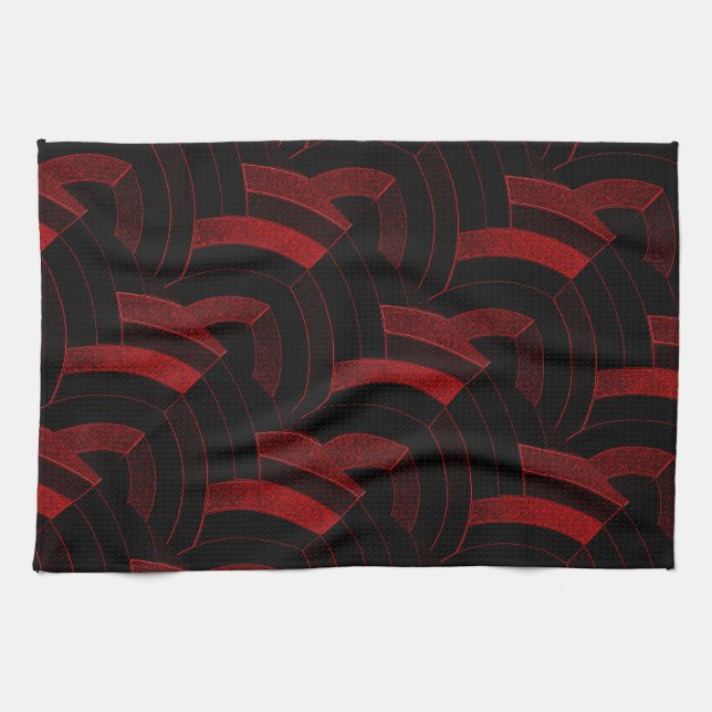 modern chic black/red chevrons tea towel (Horizontal)