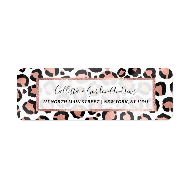 Modern Chic Black Rose Gold Foil Leopard Print (Front)