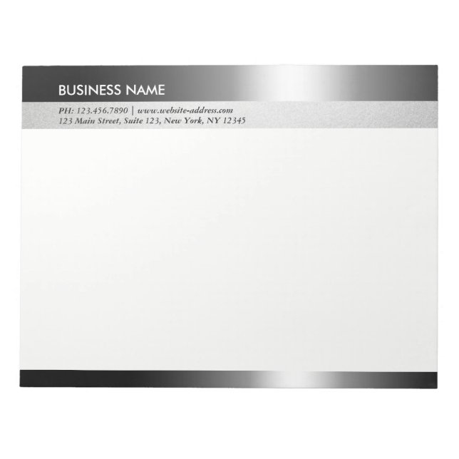 Modern Chic Black & Silver Foil Creative Designer Notepad (Front)