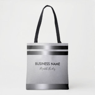 Modern Chic Black & Silver Foil Creative Designer Tote Bag