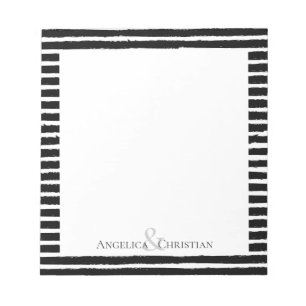 Modern Chic Black Stripes Couples Stationery Notepad