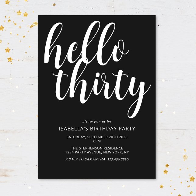 Modern Chic Black & White 30th Birthday Party Invitation (Creator Uploaded)