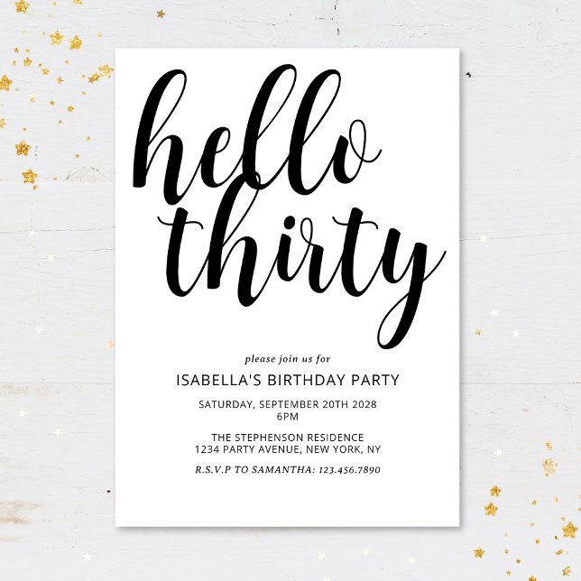 Modern Chic Black & White 30th Birthday Party Invitation (Creator Uploaded)