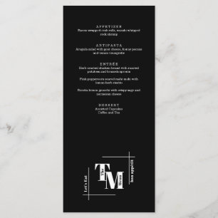 Modern Chic Black White Minimal Wedding Thank You Menu