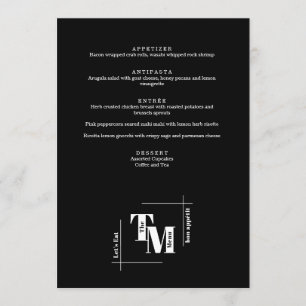 Modern Chic Black White Minimal Wedding Thank You Menu