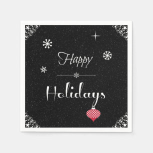 Modern Chic Black White Red Christmas Holiday Napkin