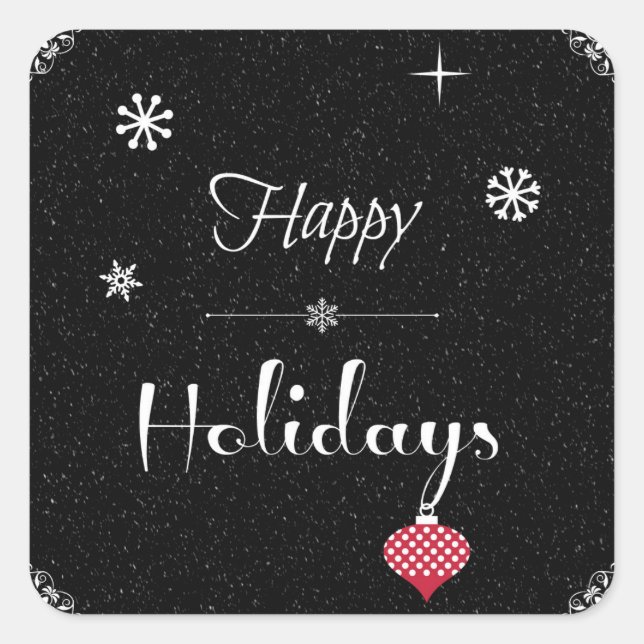 Modern Chic Black White Red Christmas Holiday Square Sticker (Front)