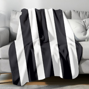 Modern Chic Black & White Stripes Classic Cool Fleece Blanket