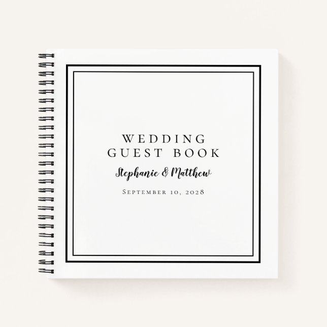 Modern Chic Black White Wedding Budget Guest Book (Front)