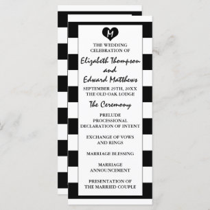 Modern Chic Black & White Wedding  Programme