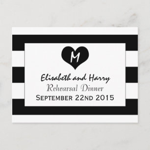 Modern Chic Black & White Wedding Rehearsal Dinner Postcard