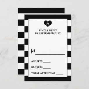 Modern Chic Black & White Wedding RSVP Card