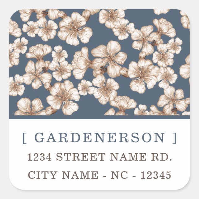 Modern Chic Blossoms Square Sticker (Front)