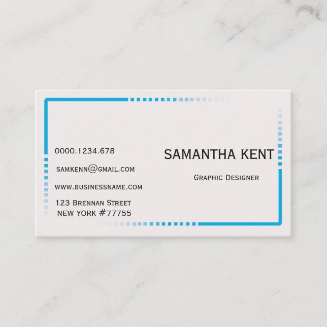 Modern chic blue and white business card (Front)