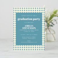 Modern Chic Blue Simple Dots Graduation Party