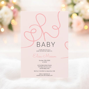 Modern chic blush pink calligraphy Oh baby shower Invitation