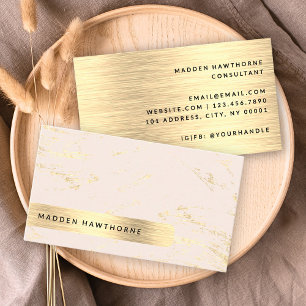 Modern Chic Blush Pink Faux Gold Brushed Metal Business Card