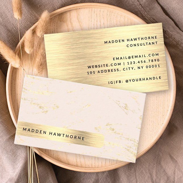 Modern Chic Blush Pink Faux Gold Brushed Metal Business Card (Creator Uploaded)