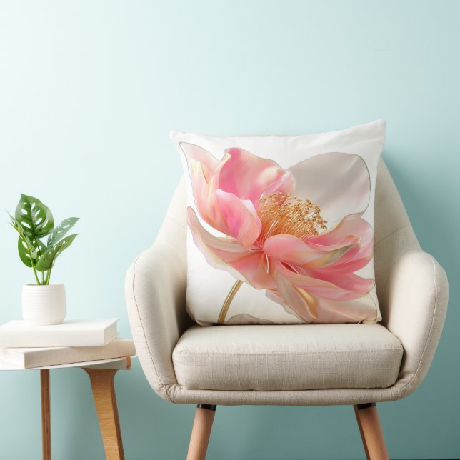 Modern Chic Blush Pink Flower Accent Pillow (Chair)
