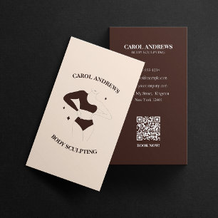 Modern Chic Body Sculpting Waxing Massage QR Code Business Card
