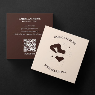 Modern Chic Body Sculpting Waxing Massage QR Code Square Business Card
