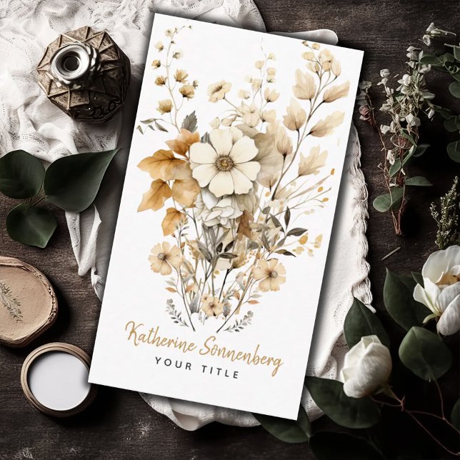 Modern Chic Bohemian Watercolor Boho Florals Business Card (Creator Uploaded)