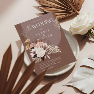 Modern Chic Bohemian Watercolor Floral Wedding Invitation