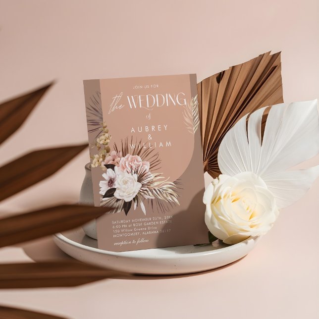 Modern Chic Bohemian Watercolor Floral Wedding Invitation (Modern Chic Bohemian Watercolor Floral Wedding Invitation)