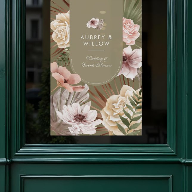 Modern Chic Bohemian Watercolor Florals Photo Arch (Modern Chic Bohemian Watercolor Florals Photo Arch Window Cling)