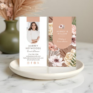Modern Chic Bohemian Watercolor Florals Photo Arch Business Card